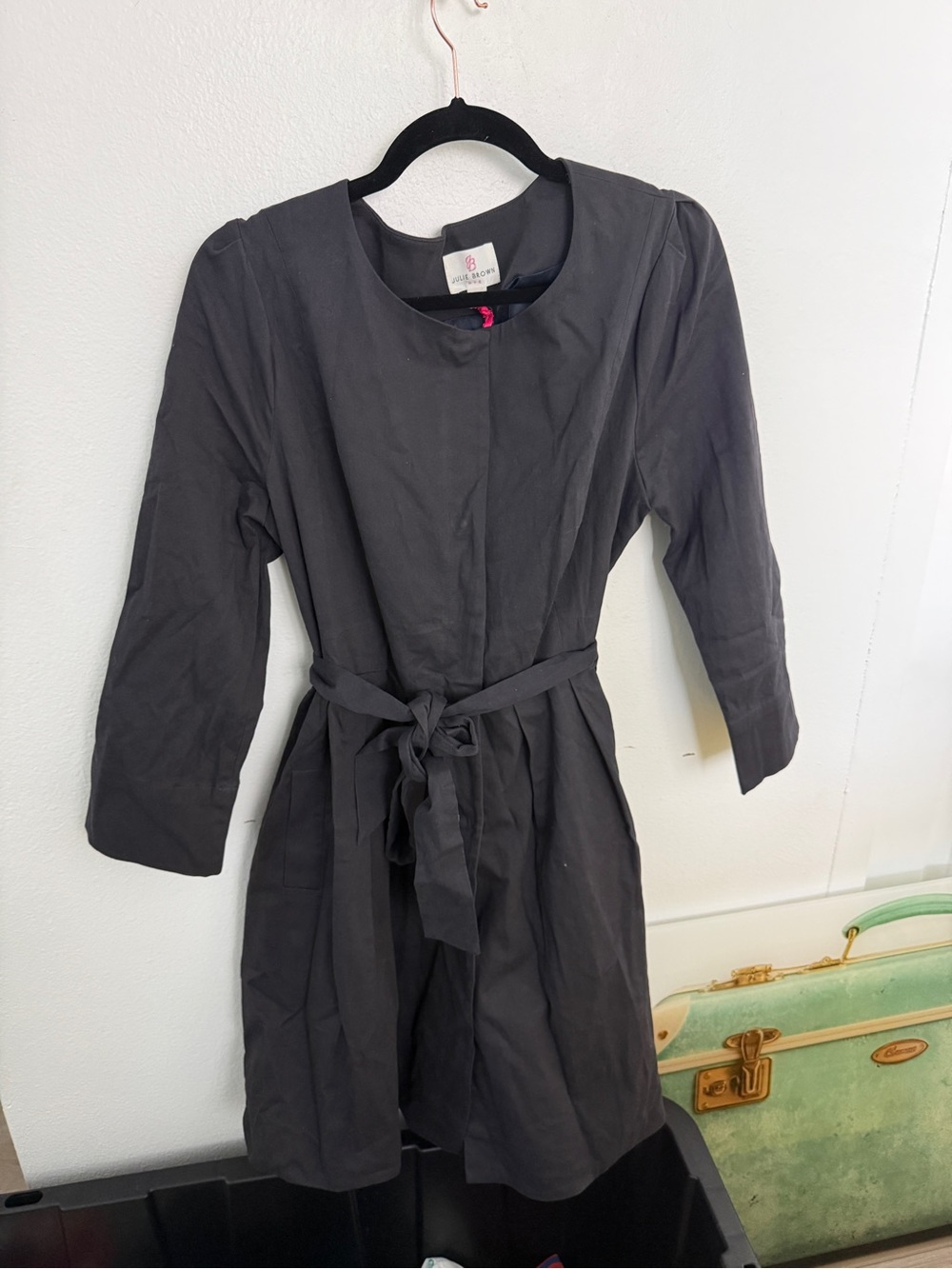 JB by Julie Brown Black Tie-Waist Trench Dress